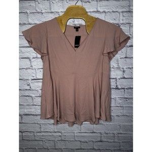 Torrid Georgette Flutter Sleeve Top Dusty Quartz Pink Blouse Size 0 12 Large NEW